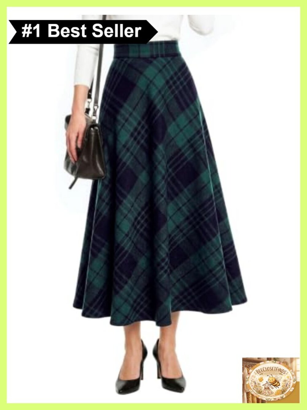 Zeagoo Plaid High Waist A-Line Skirt with Pockets